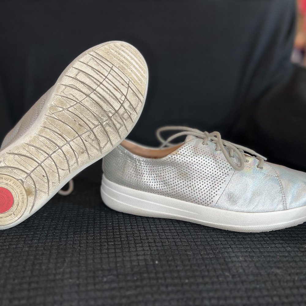 F-SPORTY II™ Ladies Perforated Leather Lace Up Trainers Silver